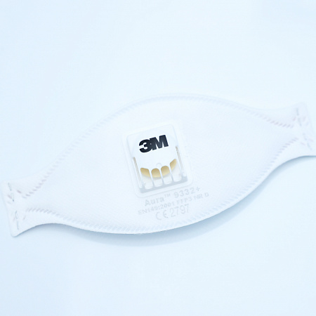 Полумаска фильтрующая 3М Aura модель 9332+ класс защиты FFP3 NR D