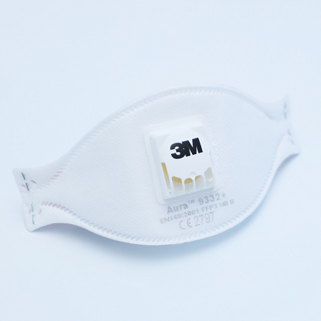 Полумаска фильтрующая 3М Aura модель 9332+ класс защиты FFP3 NR D
